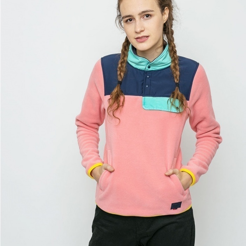Herschel Supply Fleece Pullover Sweater in Pink Multi, Size Small